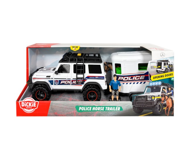 Masina Dickie Toys Police Horse Trailer 40 cm cu lumini si sunete Masina Dickie Toys Police Horse Trailer 40 cm cu lumini si sunete