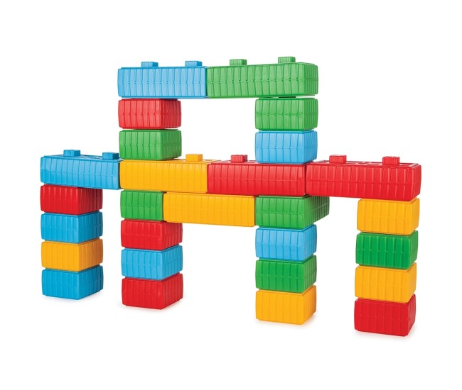 Jucarie Pilsan Cuburi de construit Brick Blocks and Car Set 43 piese