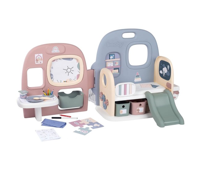 Centru de ingrijire pentru papusi Smoby Baby Care Childcare Center albastru roz cu accesorii
