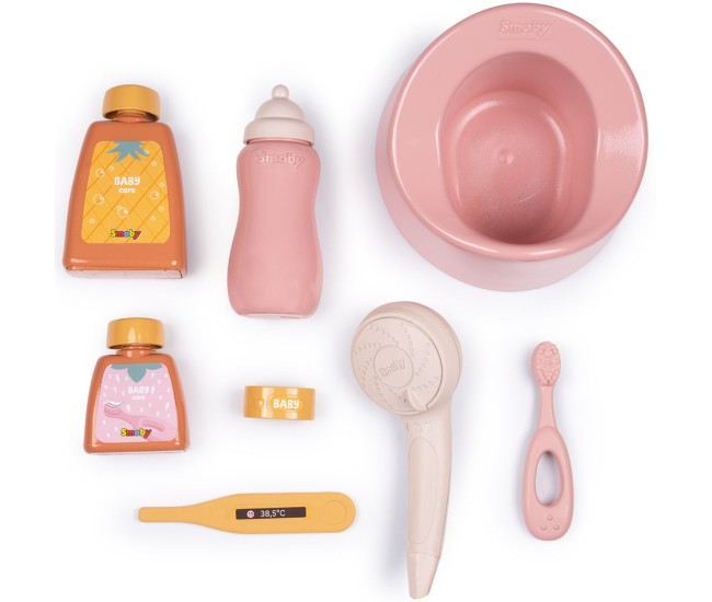 Set de baie pentru papusa Smoby Baby Nurse Bath cu 8 accesorii