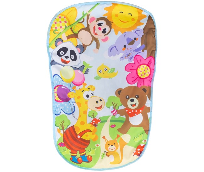 Covoras de joaca cu pian Chipolino Zoo Party blue