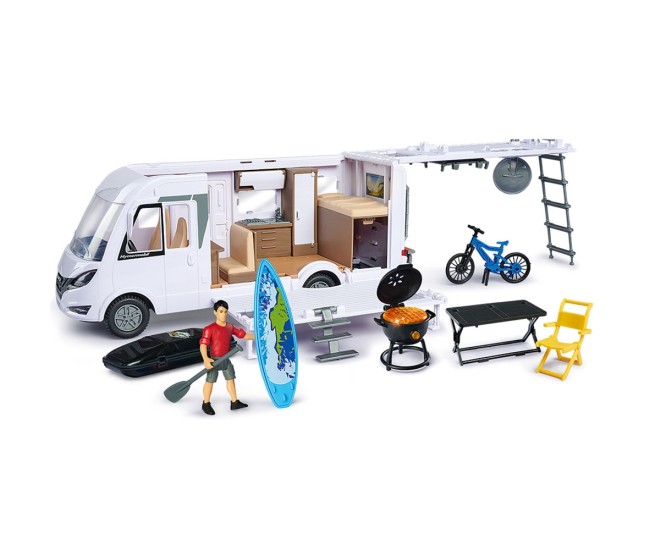 Rulota Dickie Toys Camper Hymer Camping Van Class B cu figurina si accesorii