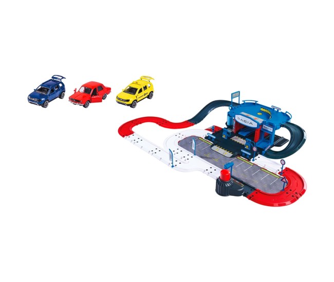 Pista de masini Majorette Dacia Service Center cu 3 masinute Pista de masini Majorette Dacia Service Center cu 3 masinute