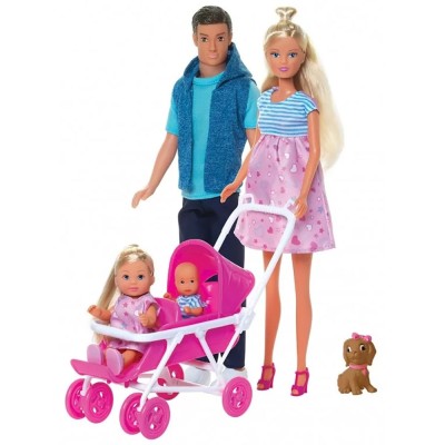 Set Simba Steffi Love Welcom Surprise Family papusa Steffy 29 cm, papusa Kevin 29 cm, papusa Evi 12 cm si accesorii Set Simba Steffi Love Welcom Surprise Family papusa Steffy 29 cm, papusa Kevin 29 cm, papusa Evi 12 cm si accesorii