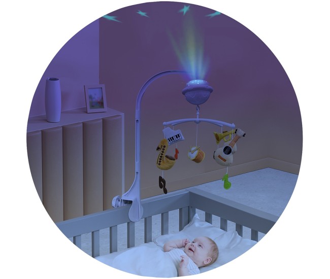 Carusel muzical pentru patut cu proiector Chipolino Music