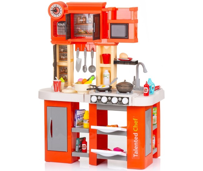 Set jucarie Chipolino Kitchen 84 cm cu sistem de curgere apa, lumini, sunete si 79 accesorii