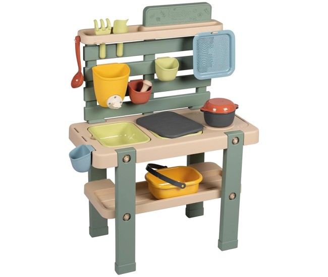 Bucatarie Smoby Mud Kitchen cu 15 accesorii