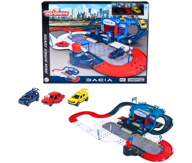 Pista de masini Majorette Dacia Service Center cu 3 masinute Pista de masini Majorette Dacia Service Center cu 3 masinute