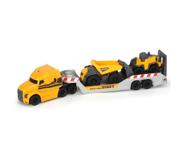 Camion Dickie Toys Mack Volvo Micro Builder cu remorca, buldozer si camion basculant Camion Dickie Toys Mack Volvo Micro Builder cu remorca, buldozer si camion basculant