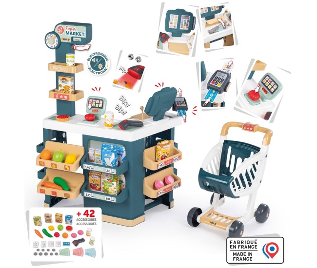 Magazin pentru copii Smoby Super Market cu 42 accesorii Magazin pentru copii Smoby Super Market cu 42 accesorii