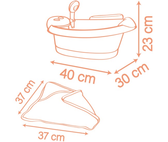 Cadita pentru papusa Smoby Baby Nurse Balneo Bath roz cu 3 accesorii Cadita pentru papusa Smoby Baby Nurse Balneo Bath roz cu 3 accesorii