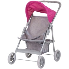 Carucior pentru papusi Chipolino Alice grey pink linen Carucior pentru papusi Chipolino Alice grey pink linen