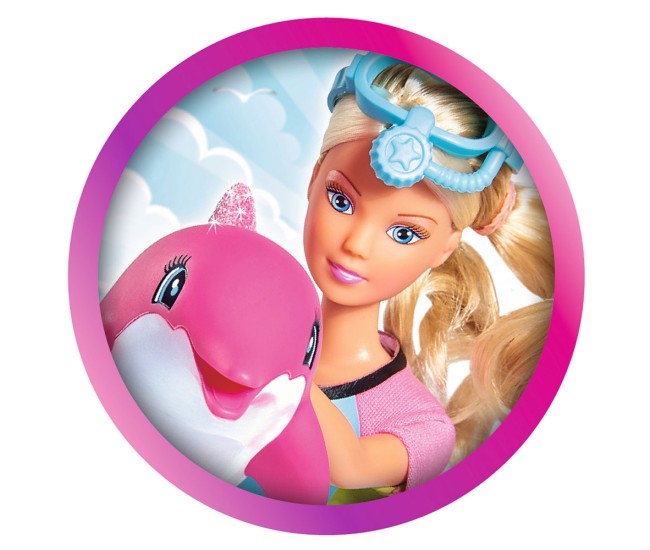 Papusa Simba Steffi Love Dolphin Fun 29 cm cu delfin si accesorii