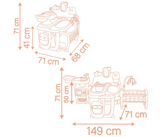 Centru de ingrijire pentru papusi Smoby Baby Nurse Large Doll`s Play Center cu 18 accesorii Centru de ingrijire pentru papusi Smoby Baby Nurse Large Doll`s Play Center cu 18 accesorii