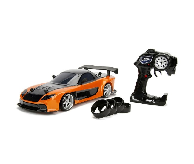 Masina Jada Toys Fast and Furious Mazda RX-7 Drift cu anvelope si telecomanda