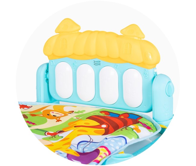 Covoras de joaca cu pian Chipolino Zoo Party blue