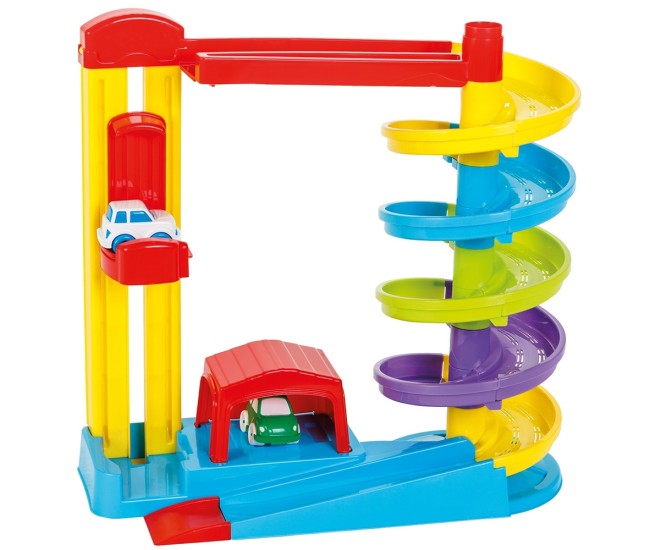 Pista de masini Pilsan Road Set with Car Lift albastru cu 2 masinute