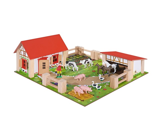 Ferma din lemn Eichhorn 39x36x14 cm cu accesorii Ferma din lemn Eichhorn 39x36x14 cm cu accesorii