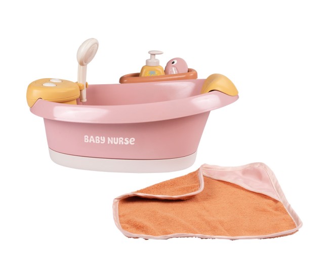 Cadita pentru papusa Smoby Baby Nurse Balneo Bath roz cu 3 accesorii Cadita pentru papusa Smoby Baby Nurse Balneo Bath roz cu 3 accesorii