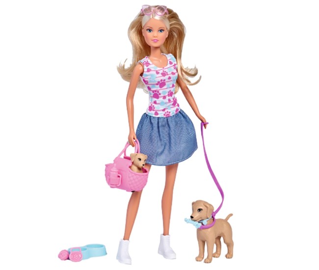 Papusa Simba Steffi Love Puppy Walk 29 cm cu 2 figurine si accesorii Papusa Simba Steffi Love Puppy Walk 29 cm cu 2 figurine si accesorii