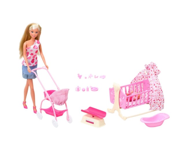 Set Simba Steffi Love New Born Baby Set papusa 29 cm, 1 bebelus si accesorii Set Simba Steffi Love New Born Baby Set papusa 29 cm, 1 bebelus si accesorii