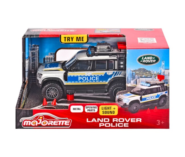 Masina de politie Majorette Land Rover cu lumini si sunete
