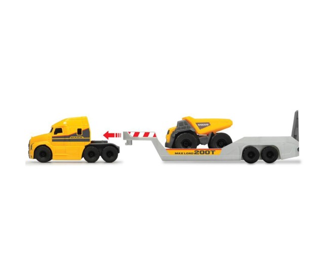 Camion Dickie Toys Mack Volvo Micro Builder cu remorca, buldozer si camion basculant Camion Dickie Toys Mack Volvo Micro Builder cu remorca, buldozer si camion basculant