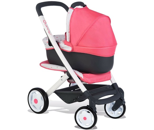 Carucior pentru papusi Smoby Quinny Combi 3 in 1 roz Carucior pentru papusi Smoby Quinny Combi 3 in 1 roz