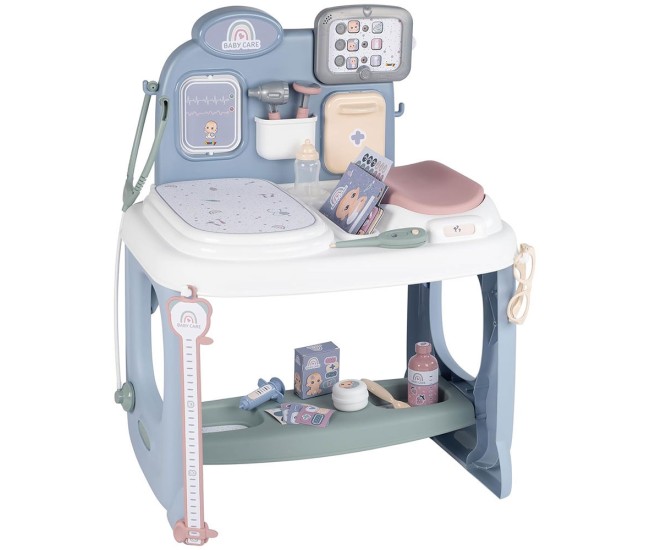 Centru de ingrijire pentru papusi Smoby Baby Care Center albastru cu accesorii