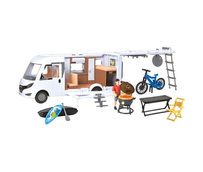 Rulota Dickie Toys Camper Hymer Camping Van Class B cu figurina si accesorii