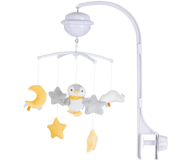 Carusel muzical pentru patut cu proiector Chipolino Penguin