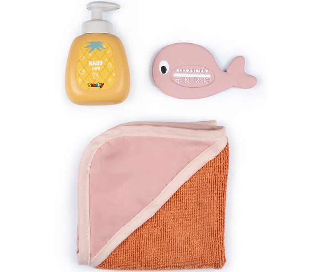Cadita pentru papusa Smoby Baby Nurse Balneo Bath roz cu 3 accesorii Cadita pentru papusa Smoby Baby Nurse Balneo Bath roz cu 3 accesorii