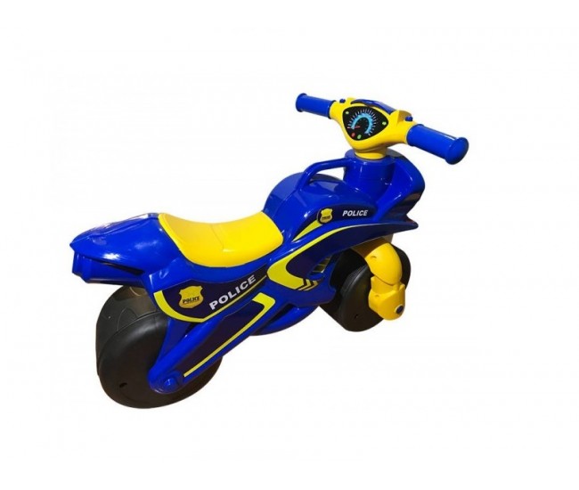Motocicleta de impins MyKids Police Music 0139/57 Albastru Galben Motocicleta de impins MyKids Police Music 0139/57 Albastru Galben