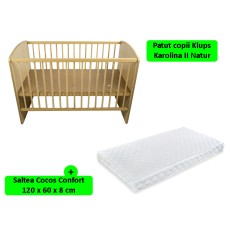 Patut fara sertar KLUPS Karolina II Natur + Saltea 8 MyKids Confort II