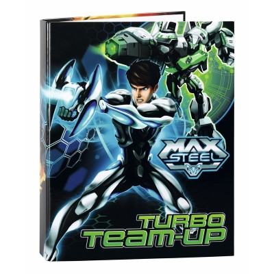 Caiet mecanic A4 cu 4 inele din carton colectia Max Steel Caiet mecanic A4 cu 4 inele din carton colectia Max Steel