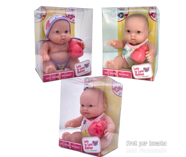 Papusa Bebelus expresiv cu biberon 16cm Papusa Bebelus expresiv cu biberon 16cm