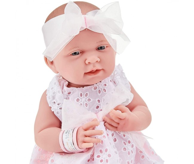 Papusa de lux Bebelusa in rochita alba