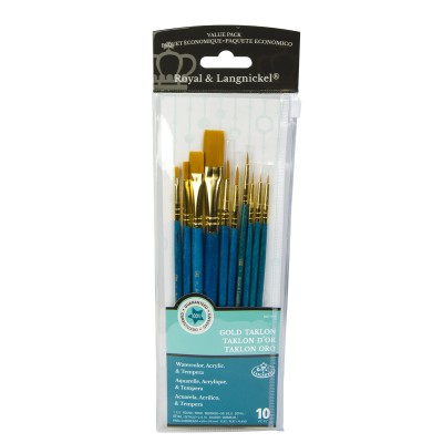 Set 10 pensule pentru pictura cu fir sintetic Gold Taklon Set 10 pensule pentru pictura cu fir sintetic Gold Taklon