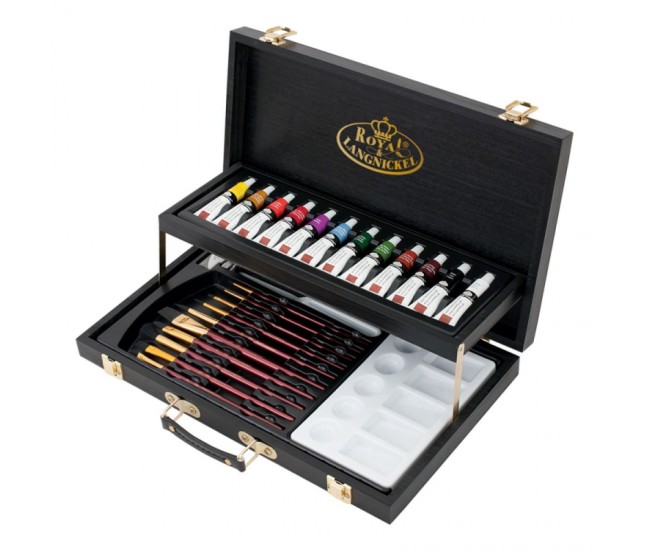 Trusa pentru pictura culori acuarela cu 28 piese - serie neagra Trusa pentru pictura culori acuarela cu 28 piese - serie neagra