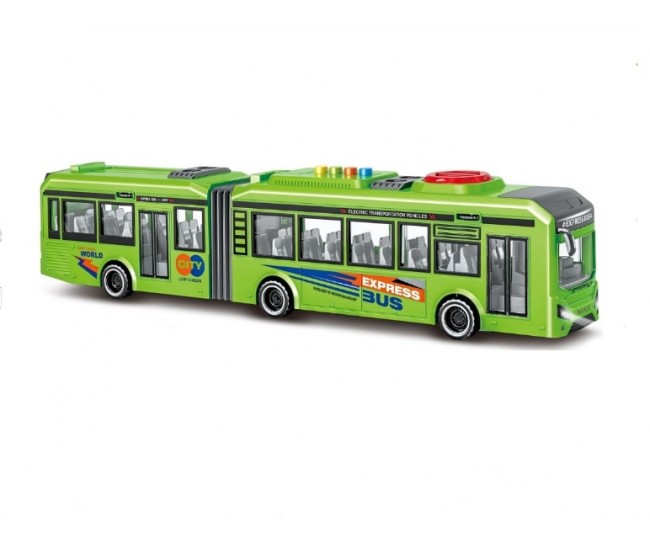Autobuz cu sunete, lumini si functie usi deschise 42 cm verde Autobuz cu sunete, lumini si functie usi deschise 42 cm verde