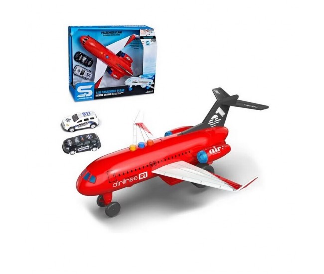 Avion de jucarie 28 cm cu sunete, lumini si 2 masinute Avion de jucarie 28 cm cu sunete, lumini si 2 masinute