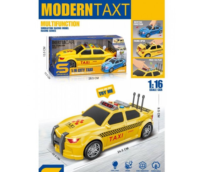 Masina taxi cu sunete, lumini, functie usi deschise City Taxi scara 1:16 Masina taxi cu sunete, lumini, functie usi deschise City Taxi scara 1:16