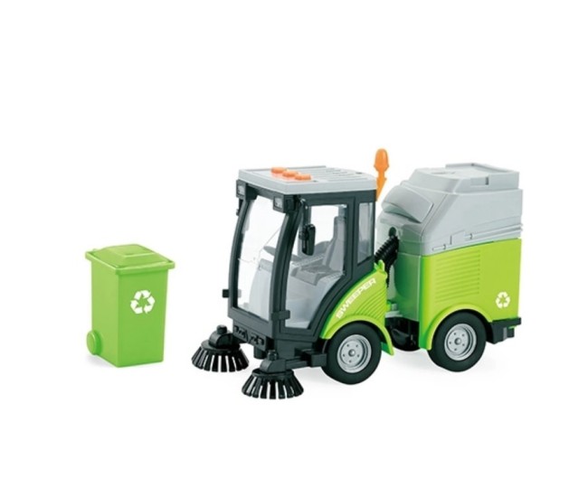 Vehicul maturator stradal cu lumini si sunete City Service scara 1:16 verde