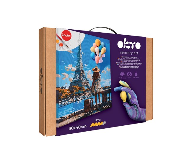 Set pictura si modelare 3d cu argila usoara, 30*40 cm - greetings from paris Set pictura si modelare 3d cu argila usoara, 30*40 cm - greetings from paris