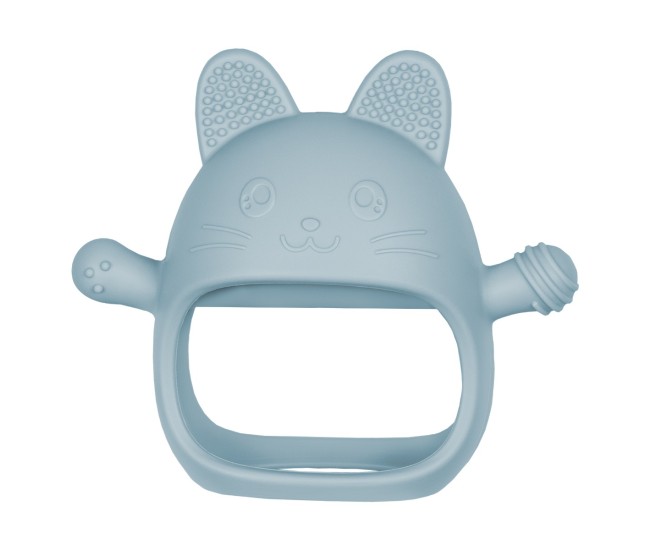 Jucarie pentru dentitie din silicon, appekids, manusa kitty - aqua blue Jucarie pentru dentitie din silicon, appekids, manusa kitty - aqua blue