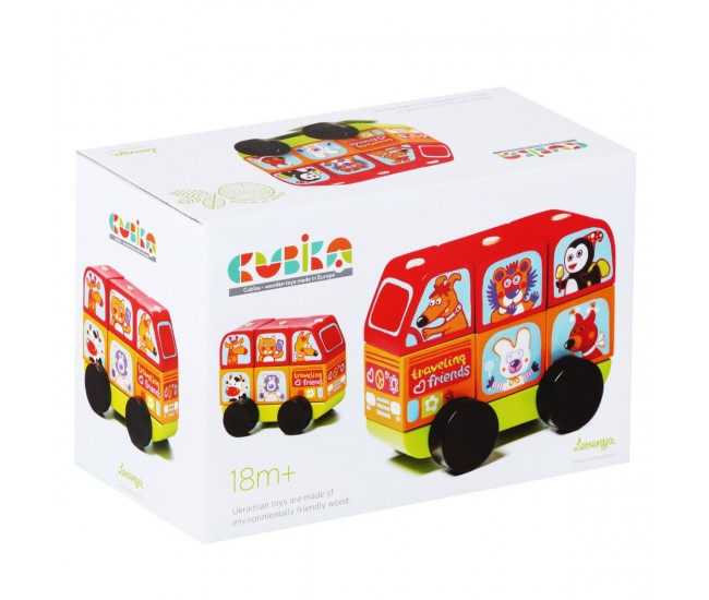 Jucarie din lemn, cubika, mini bus Jucarie din lemn, cubika, mini bus