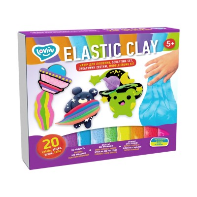 Set de creatie cu argila usoara 20 buc, lovin - elastic clay 