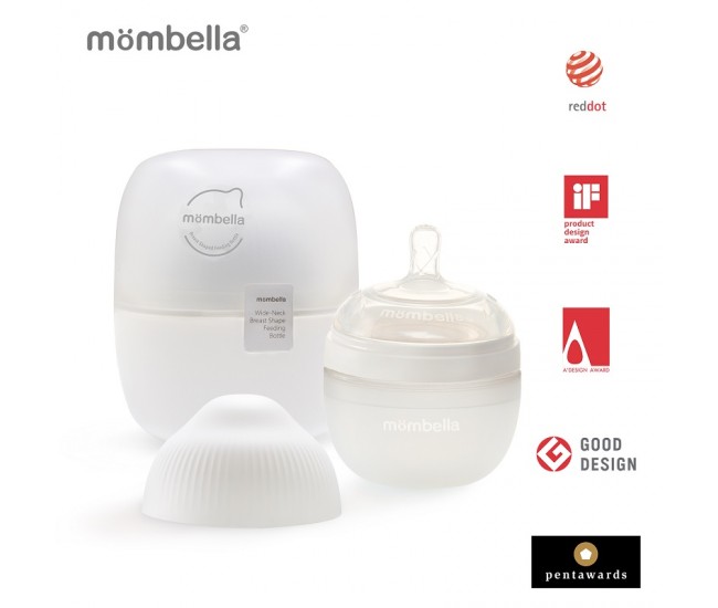 Biberon anticolici mombella breast-like, 120ml, tetina s flux lent, 100% silicon, ivory