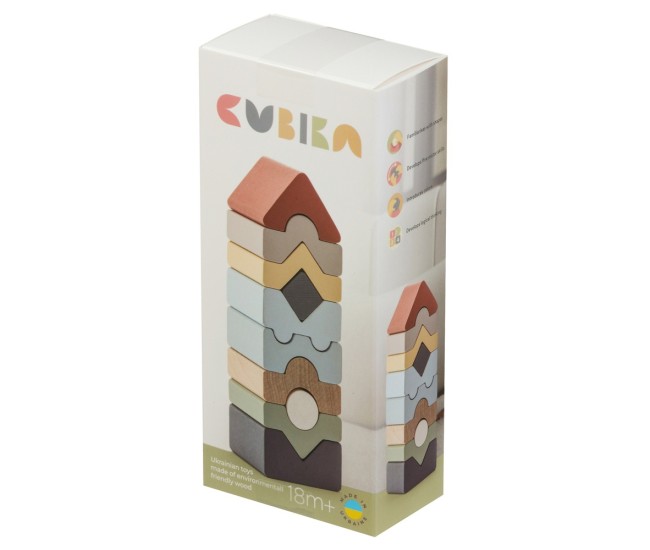 Jucarie din lemn cubika, set constructii turn - 10 piese Jucarie din lemn cubika, set constructii turn - 10 piese