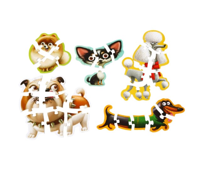 Puzzle pentru copii 5in1, 2 ani+, puzzlika - dogs Puzzle pentru copii 5in1, 2 ani+, puzzlika - dogs